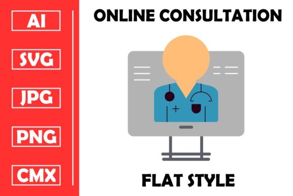 Medical Online Consultation Flat Icon De: Graphics & Icons