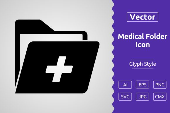 Vector Medical Folder Glyph Icon: Graphics & Icons